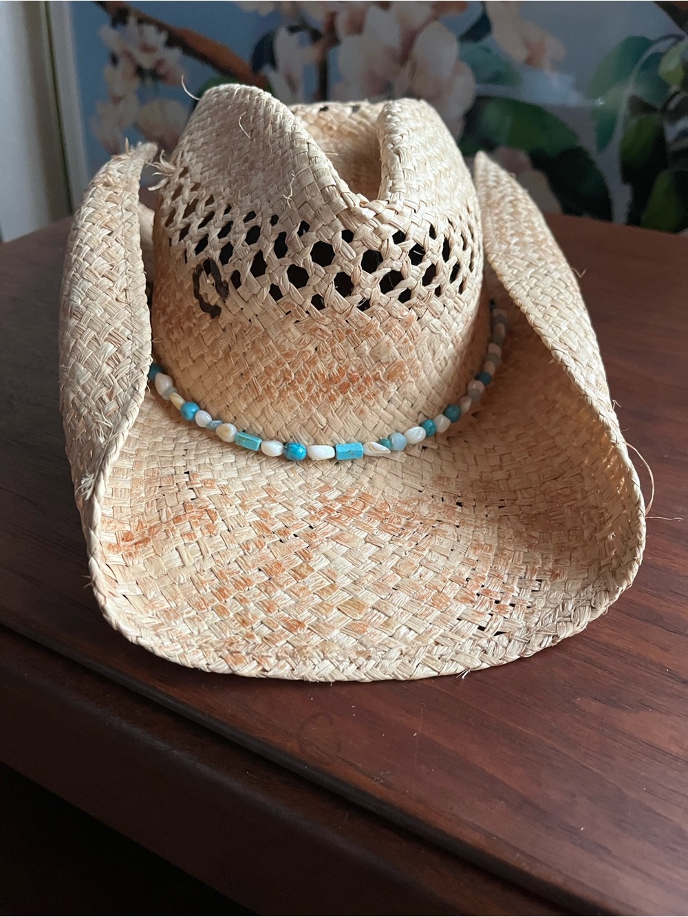 Charlie Horse hat co. Straw Cowgirl Hat with Turquoise Bead Band